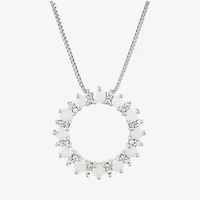 Womens Lab Created White Opal Sterling Silver Circle 18 Inch Pendant Necklace