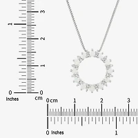 Womens Lab Created White Opal Sterling Silver Circle 18 Inch Pendant Necklace