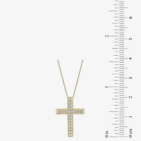 Womens 1/ CT. T.W. Natural White Diamond 14K Gold Cross 18 Inch Pendant Necklace