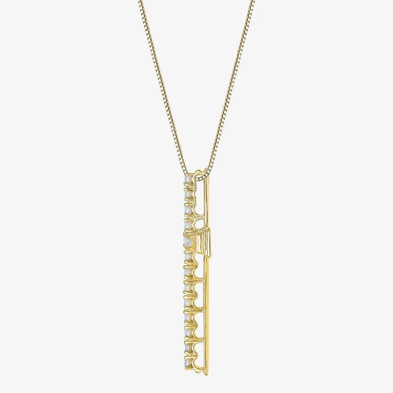 Womens 1/2 CT. T.W. Natural White Diamond 14K Gold Cross 18 Inch Pendant Necklace