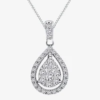 (F / Vs2) Womens 1/2 CT. T.W. Lab Grown White Diamond 14K Gold Pear 18 Inch Pendant Necklace