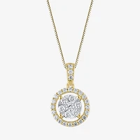 (F / Vs2) Womens 1/2 CT. T.W. Lab Grown White Diamond 14K Gold Round 18 Inch Pendant Necklace