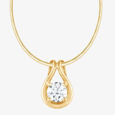(F/Si2) Womens 1 CT. T.W. Lab Grown White Diamond 14K Gold Over Silver Round 16 Inch Pendant Necklace