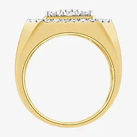 (F / Si2) Mens 2 CT. T.W. Lab Grown White Diamond 14K Gold Over Silver Halo Side Stone Fashion Ring
