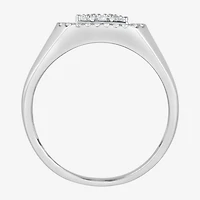 (F / Si2) Mens 1 CT. T.W. Lab Grown White Diamond Sterling Silver Halo Side Stone Fashion Ring