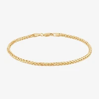 Womens 14K Gold 8 1/2 Inch Solid Wheat Chain Bracelet