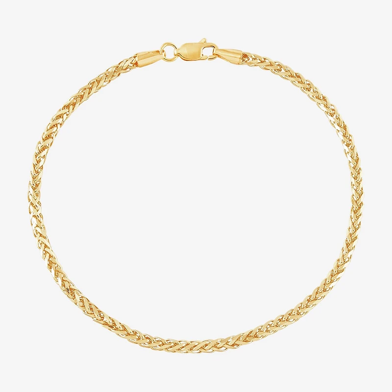 Womens 14K Gold 8 1/2 Inch Solid Wheat Chain Bracelet