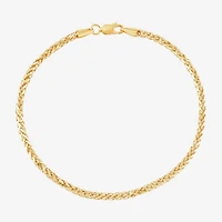 Womens 14K Gold 8 1/2 Inch Solid Wheat Chain Bracelet