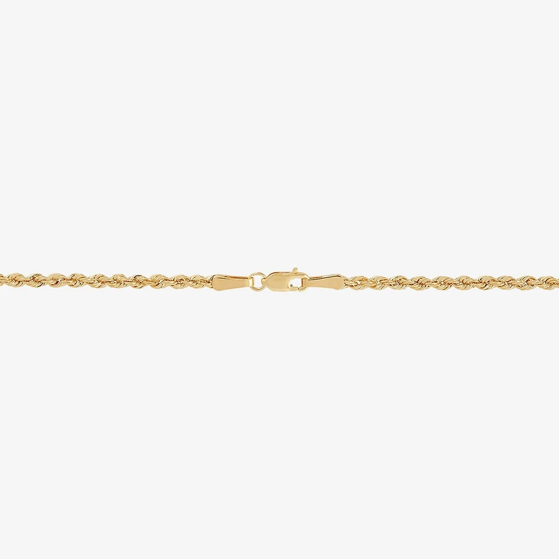 Womens 10K Gold 7.25 Inch Hollow Rope Chain Bracelet