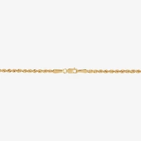 Womens 10K Gold 7.25 Inch Hollow Rope Chain Bracelet