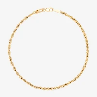 Womens 10K Gold 7.25 Inch Hollow Rope Chain Bracelet