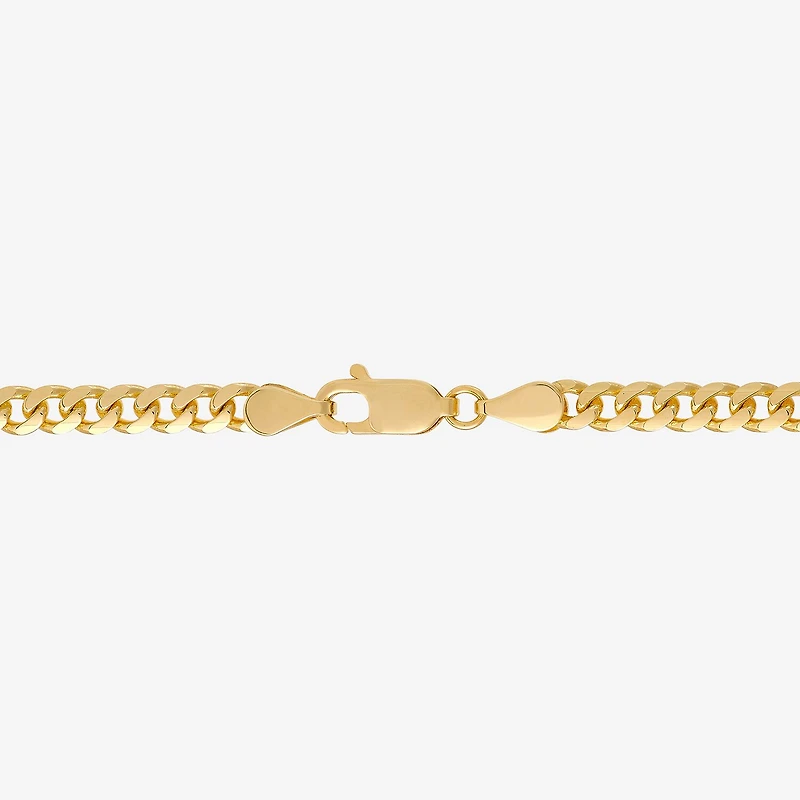 Womens 14K Gold 8 1/2 Inch Solid Cuban Chain Bracelet