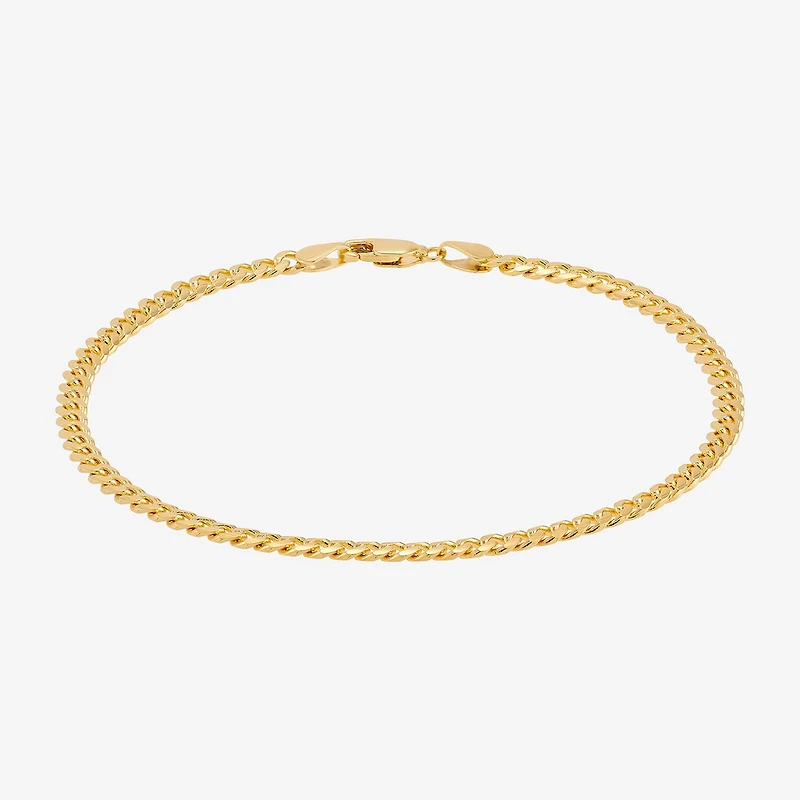 Womens 14K Gold 8 1/2 Inch Solid Cuban Chain Bracelet