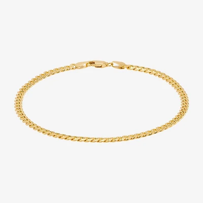 Womens 14K Gold 8 1/2 Inch Solid Cuban Chain Bracelet