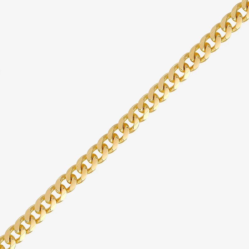 Womens 14K Gold 8 1/2 Inch Solid Cuban Chain Bracelet
