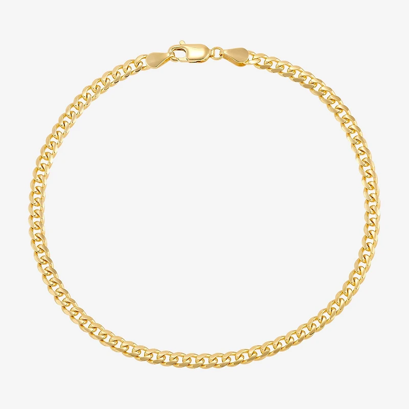 Womens 14K Gold 8 1/2 Inch Solid Cuban Chain Bracelet