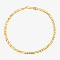 Womens 14K Gold 8 1/2 Inch Solid Cuban Chain Bracelet
