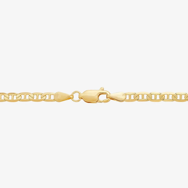 Womens 14K Gold 8 1/2 Inch Solid Mariner Chain Bracelet