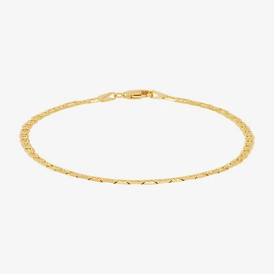 Womens 14K Gold 8 1/2 Inch Solid Mariner Chain Bracelet