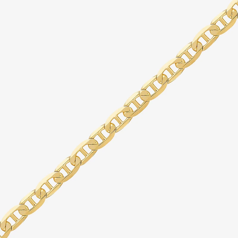 Womens 14K Gold 8 1/2 Inch Solid Mariner Chain Bracelet