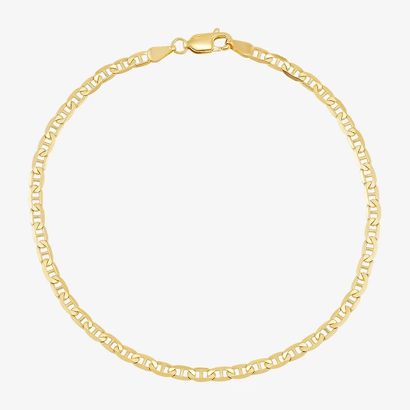 Womens 14K Gold 8 1/2 Inch Solid Mariner Chain Bracelet