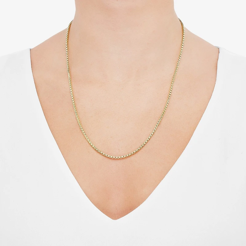 Womens 14K Gold 22 Inch Box Chain Necklace