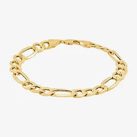 Mens 10K Gold 9 Inch Hollow Figaro Chain Bracelet