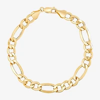 Mens 10K Gold 9 Inch Hollow Figaro Chain Bracelet