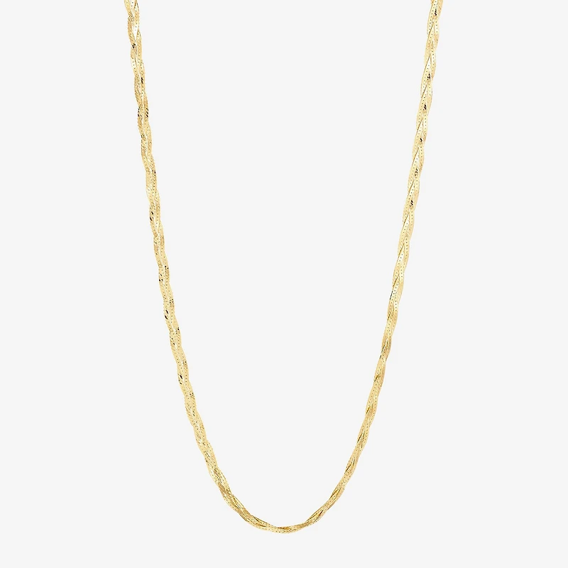 Womens 10K Gold 18 Inch Herringbone Chain Necklace