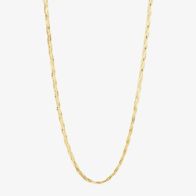Womens 10K Gold 18 Inch Herringbone Chain Necklace