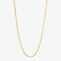Womens 10K Gold 18 Inch Herringbone Chain Necklace
