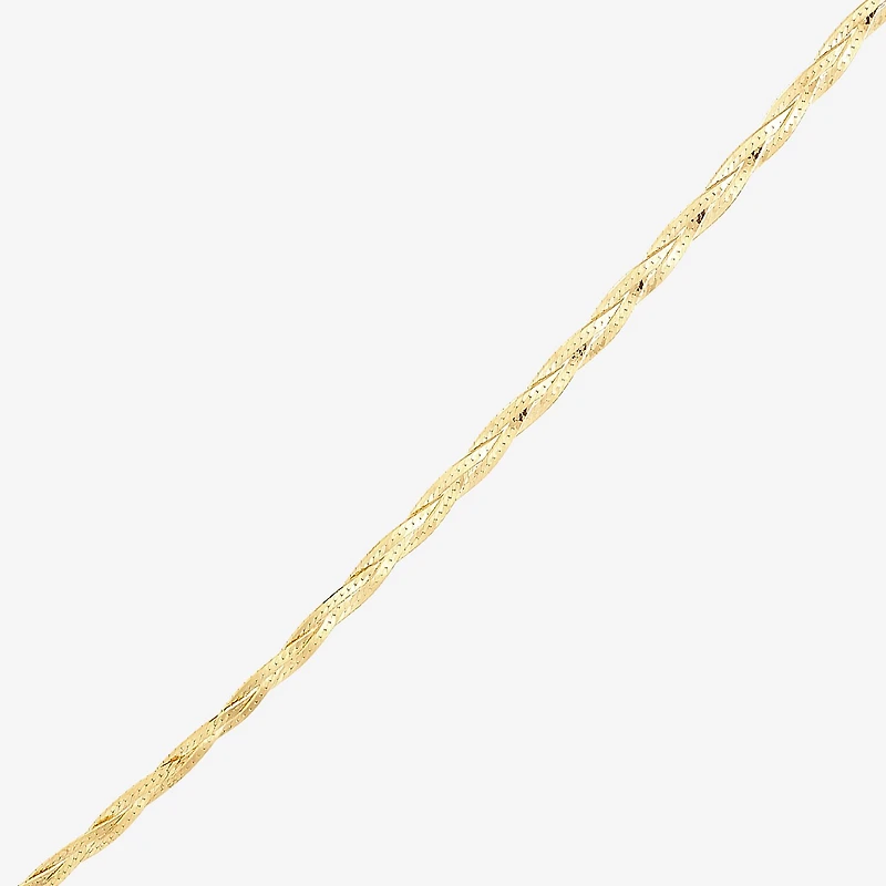 Womens 10K Gold 18 Inch Herringbone Chain Necklace