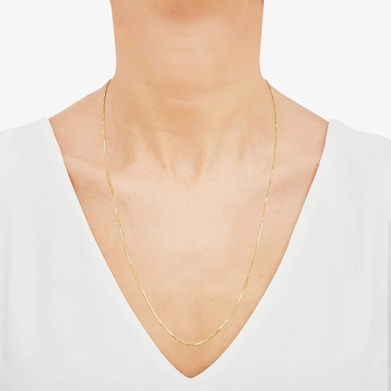 Womens 14K Gold 22 Inch Box Chain Necklace