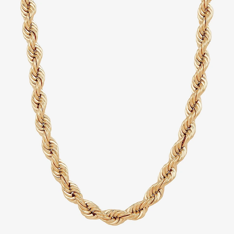 Mens 10K Gold Inch Rope Chain Necklace