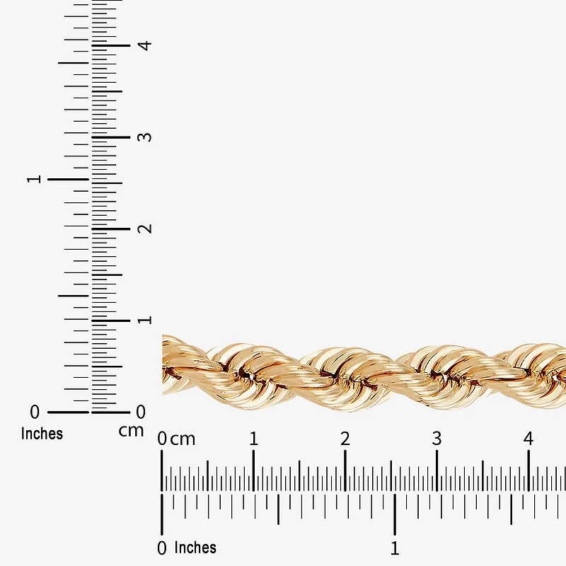 Mens 10K Gold Inch Rope Chain Necklace