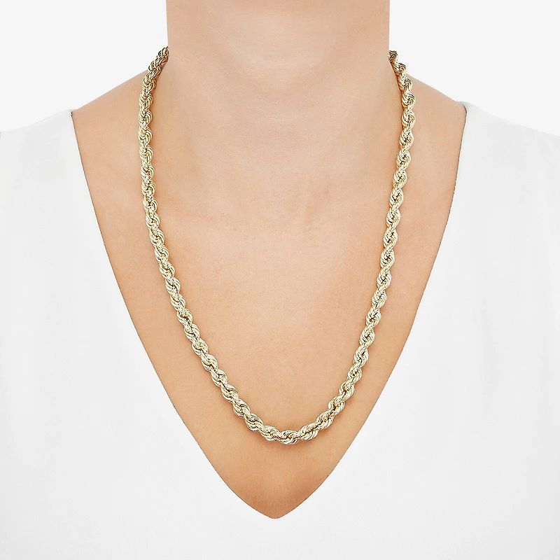 Mens 10K Gold Inch Rope Chain Necklace