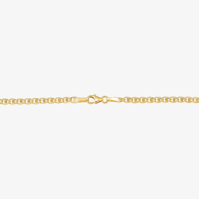 Womens 14K Gold 7.5 Inch Hollow Chain Bracelet