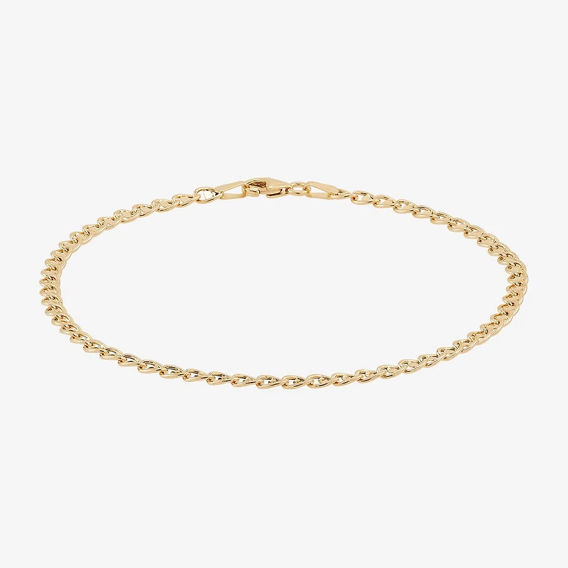 Womens 14K Gold 7.5 Inch Hollow Chain Bracelet