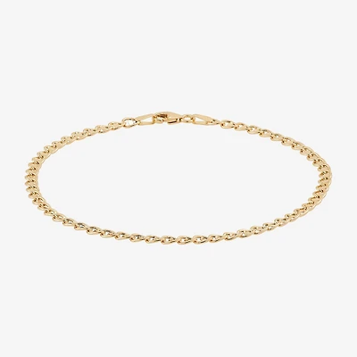 Womens 14K Gold 7.5 Inch Hollow Chain Bracelet