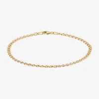 Womens 14K Gold 7.5 Inch Hollow Chain Bracelet