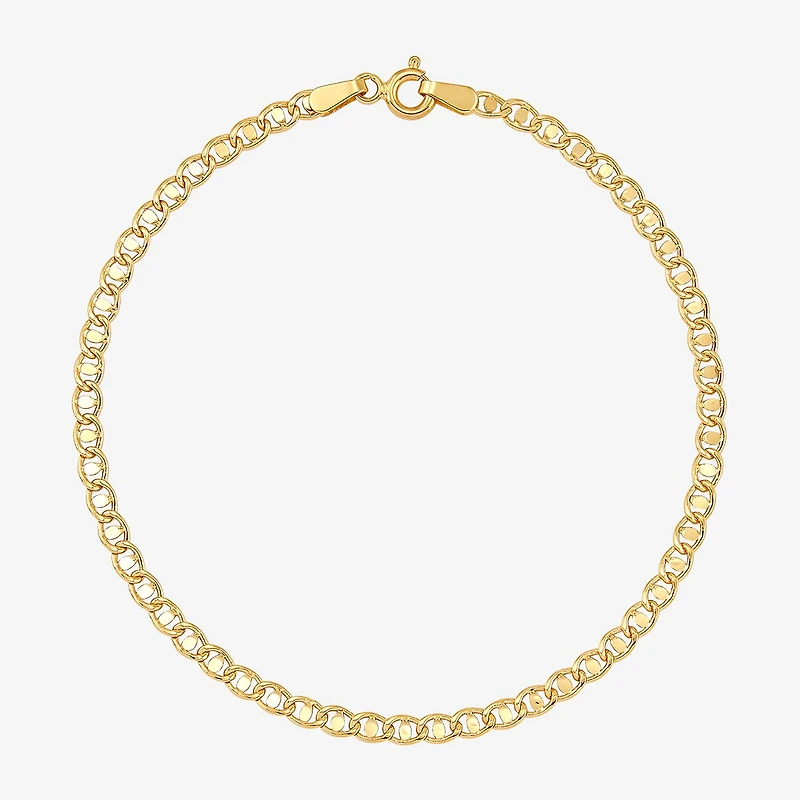 Womens 14K Gold 7.5 Inch Hollow Chain Bracelet