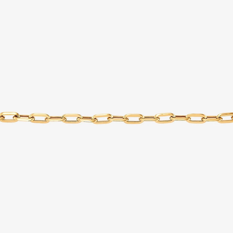 Womens 10K Gold 7 3/4 Inch Hollow Paperclip Chain Bracelet