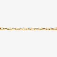Womens 10K Gold 7 3/4 Inch Hollow Paperclip Chain Bracelet