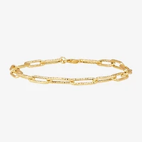 Womens 14K Gold 8 Inch Hollow Paperclip Chain Bracelet