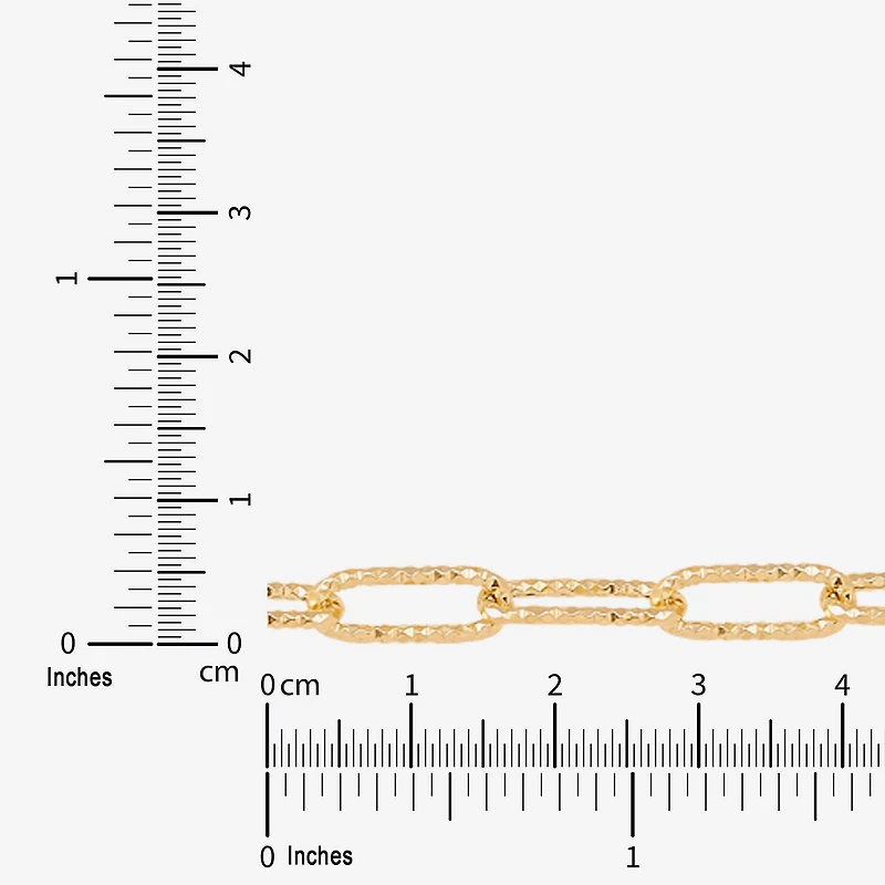 Womens 14K Gold 8 Inch Hollow Paperclip Chain Bracelet
