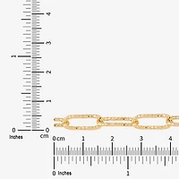 Womens 14K Gold 8 Inch Hollow Paperclip Chain Bracelet