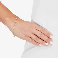 Womens 14K Gold 8 Inch Hollow Paperclip Chain Bracelet
