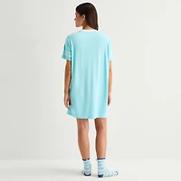 Disney Mjc With Sock Womens Short Sleeve Round Neck Lilo & Stitch Nightgown