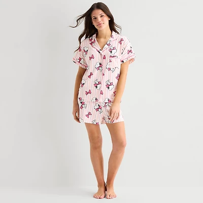 Disney Mjc Womens Peanuts Snoopy Short Sleeve 2-pc. Pajama Set