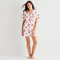 Disney Mjc Womens Peanuts Snoopy Short Sleeve 2-pc. Pajama Set